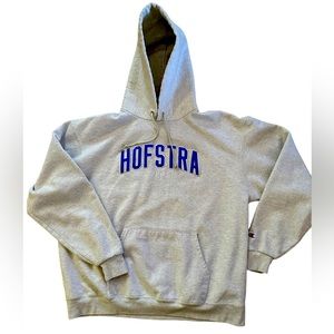 Hofstra University Long Island Gray Hoodie blue and white lettering Unisex XL